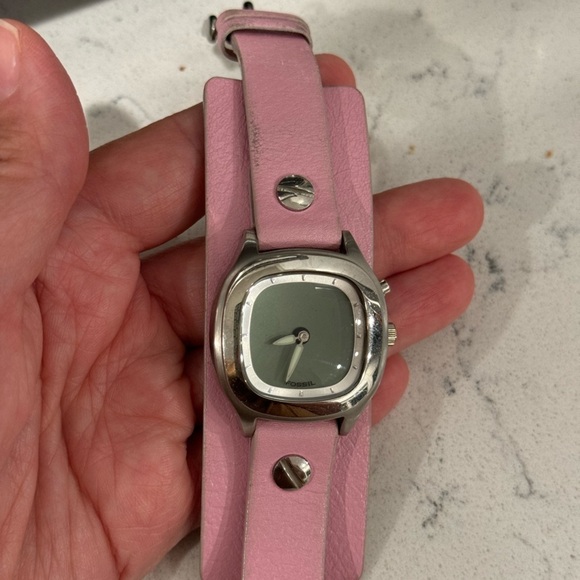 Vintage Fossil JR8295 Big Tic Watch Women Pink leather Band 32mm - Picture 5 of 8